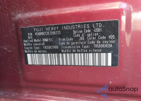 2014 Subaru Outback 2.5I Premium из США, поврежденный, VIN 4S4BRBCC3E3206723